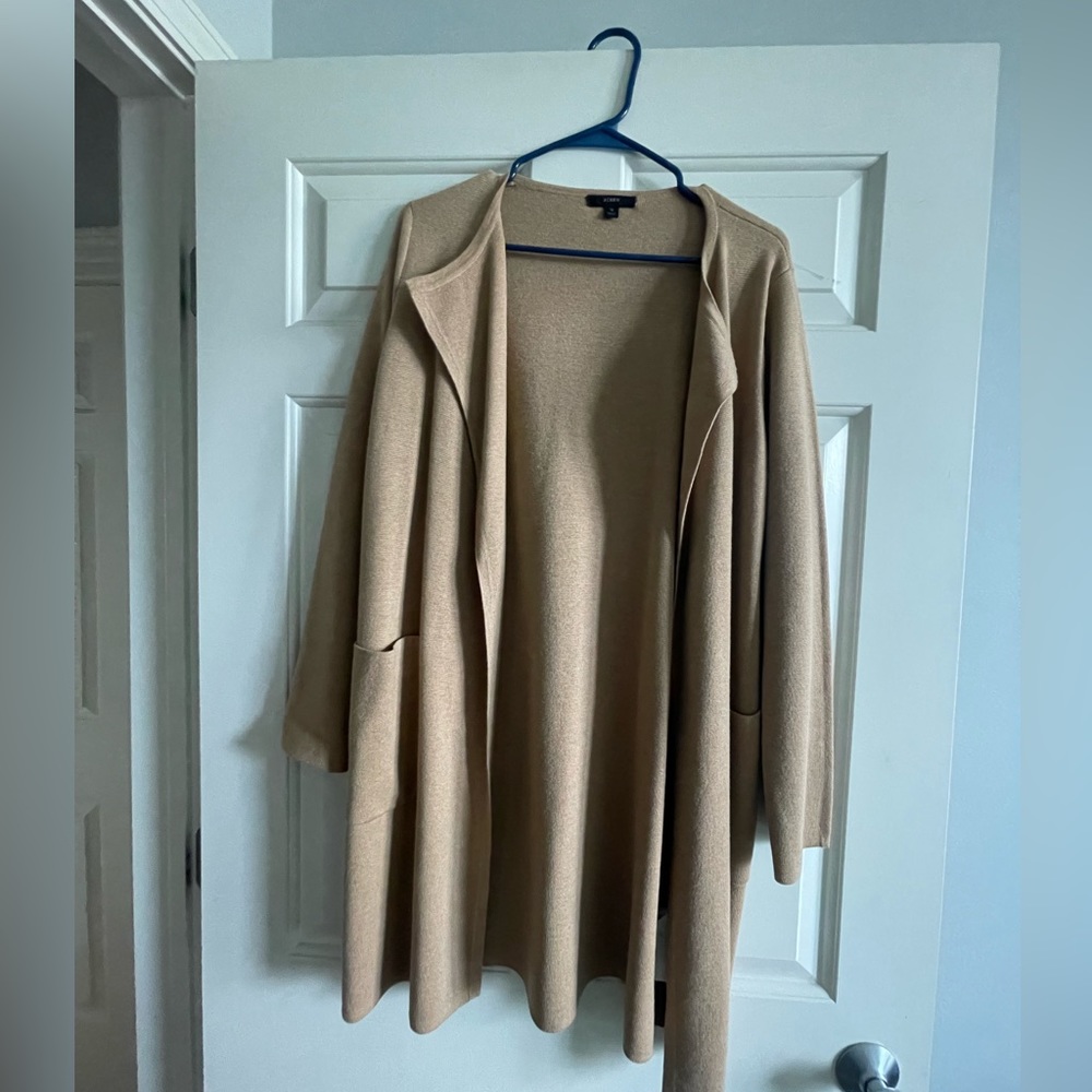JCrew Collarless Sweater Cardigan - Beige
